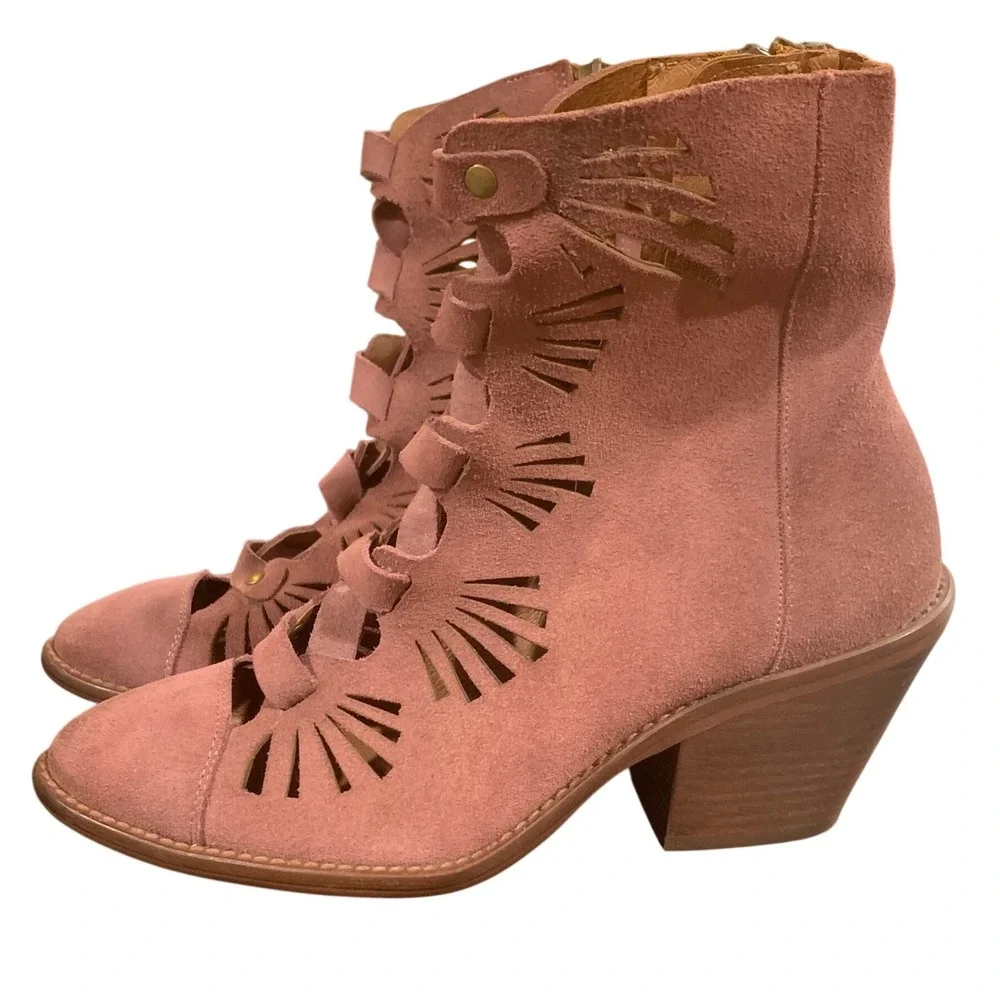 Vera Cruz Suede Cutout Ankle Booties Mauve Boho Western EU 36 US 6